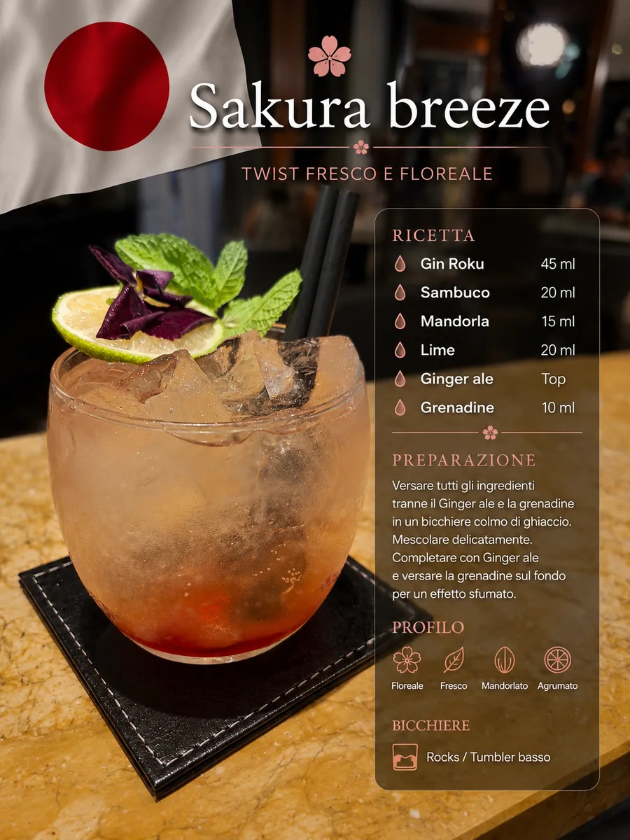 Scheda del cocktail Sakura Breeze di Max Rizzo